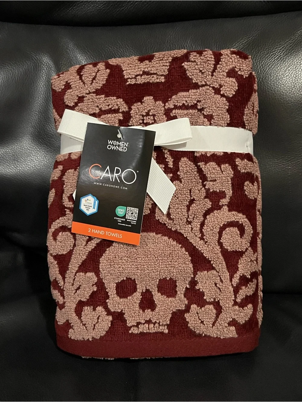 CARO HOME Halloween Skull Hand Towels, Set of 2